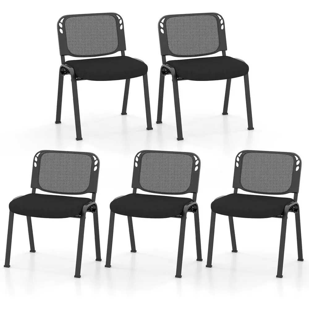 

Stackable 5-Piece Meeting Chairs with Mesh Backs and Upholstered Seats, Ideal for Conference Rooms, Black