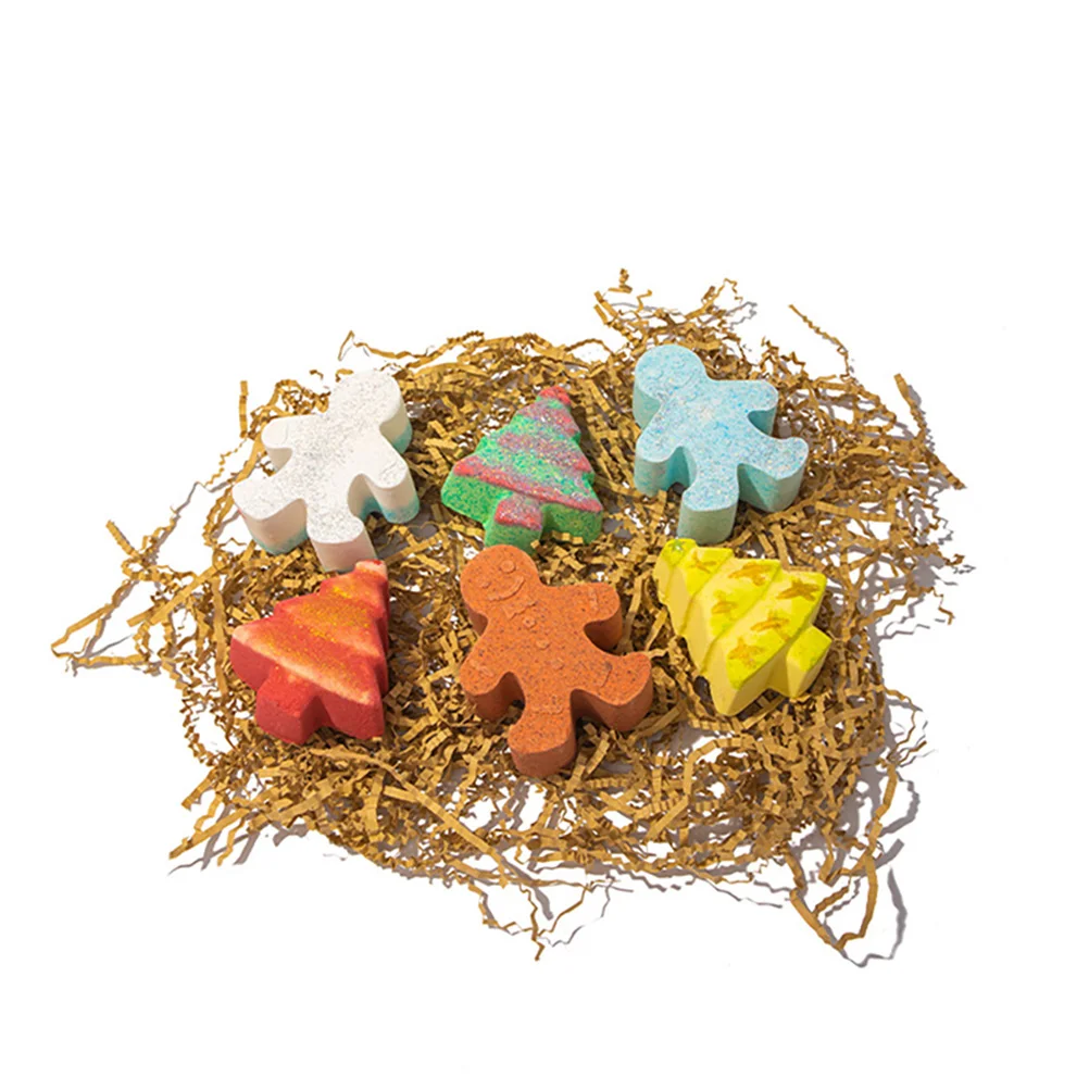 

6pcs Gingerbread Man Bath Salt Balls Christmas Cartoon Sitz Magnesium Salts Bubble Bombs Essential Oil Bath Supply