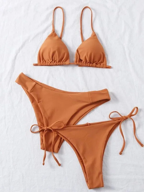 3 Miếng Chắc Chắn Đồ Bơi Nữ Micro Bikini 2021 Eo Thấp Đồ Bơi Gợi Cảm 2 Đáy Thông Đi Biển Áo Tắm Biquini Bikini bộ