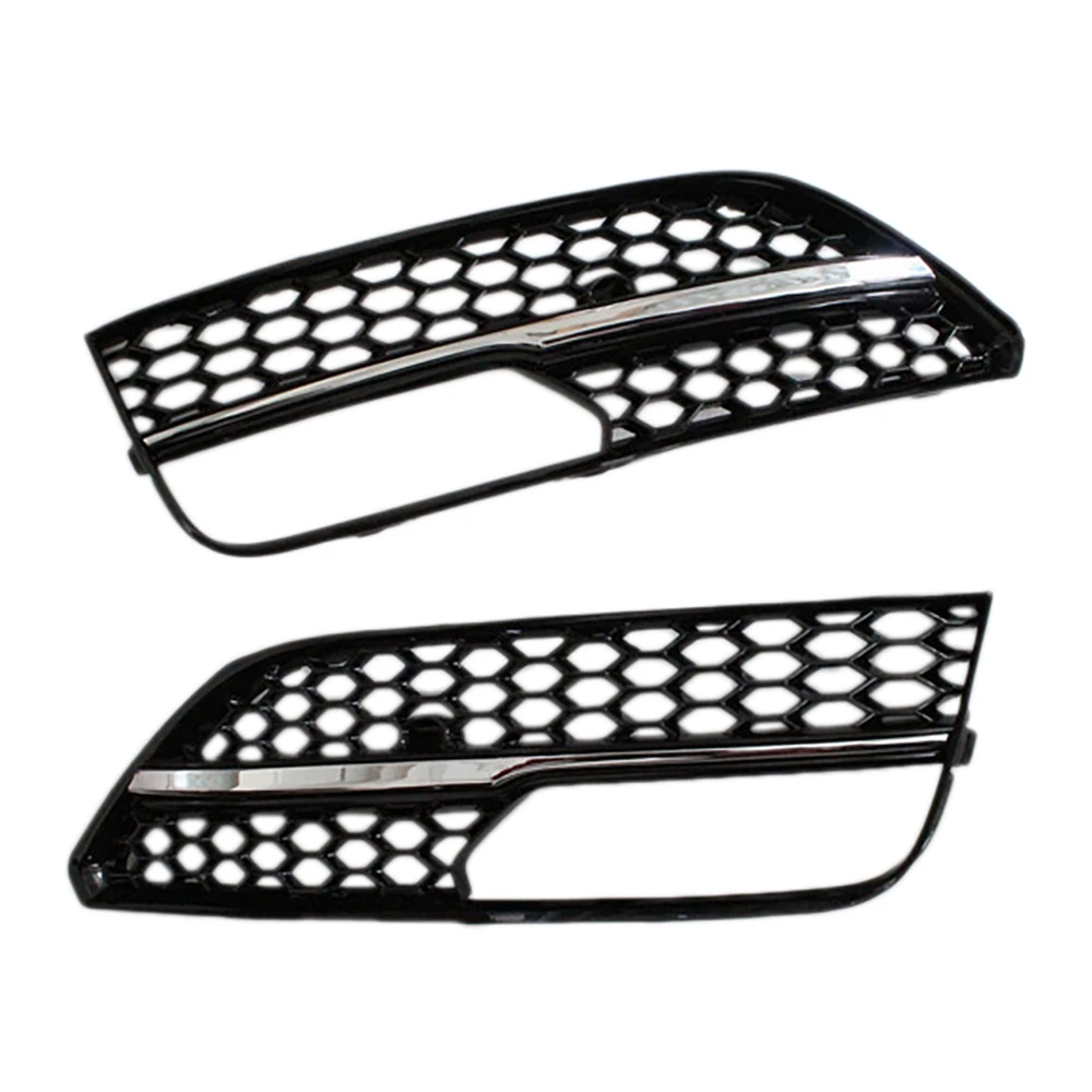 

Silver Set L+R Front Bumper Fog Lamp Grill Grille Insert Face Cover Grills for-Audi A3 Hatchback