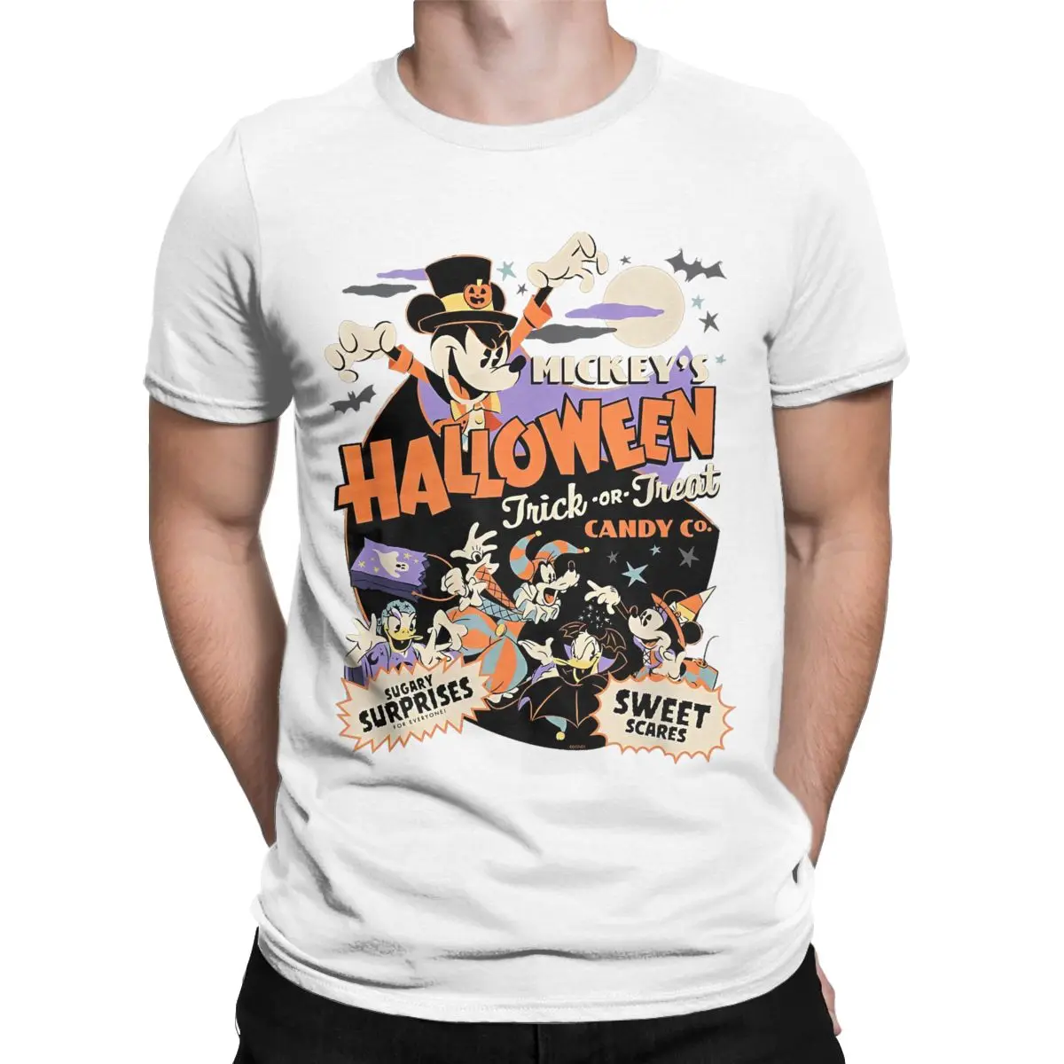 Men Mickey Halloween Trick Or Treat Candy Co. T Shirts Funny Cartoon Cotton merch Short Sleeve Crewneck Tees Adult T-Shirts