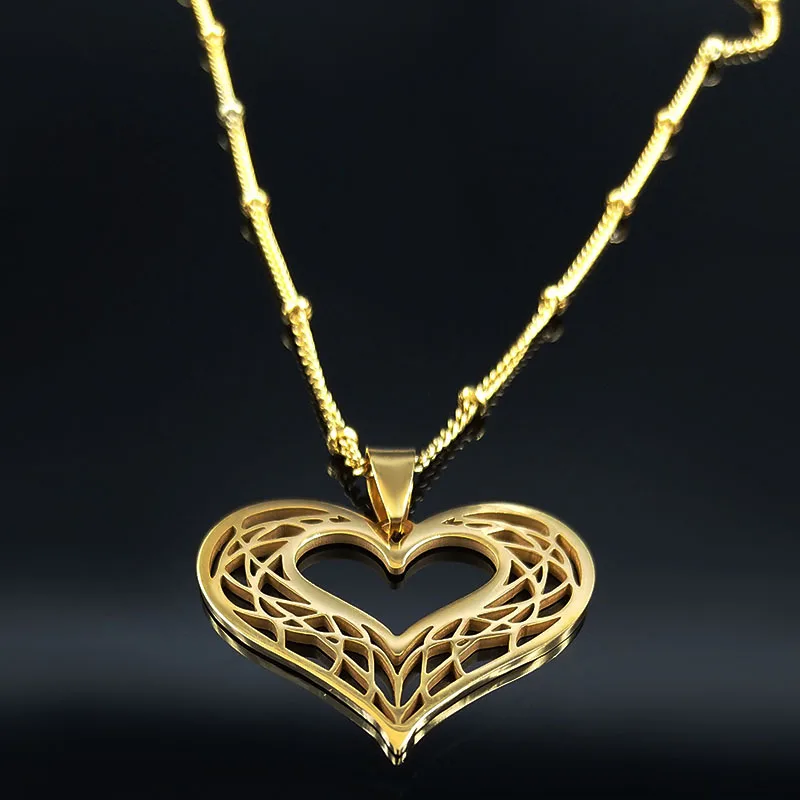 Cuore Collana in acciaio inossidabile Donna Colore oro Amore Collane Gioielli Regalo di San Valentino inossidabile joyeria mujer N619S01