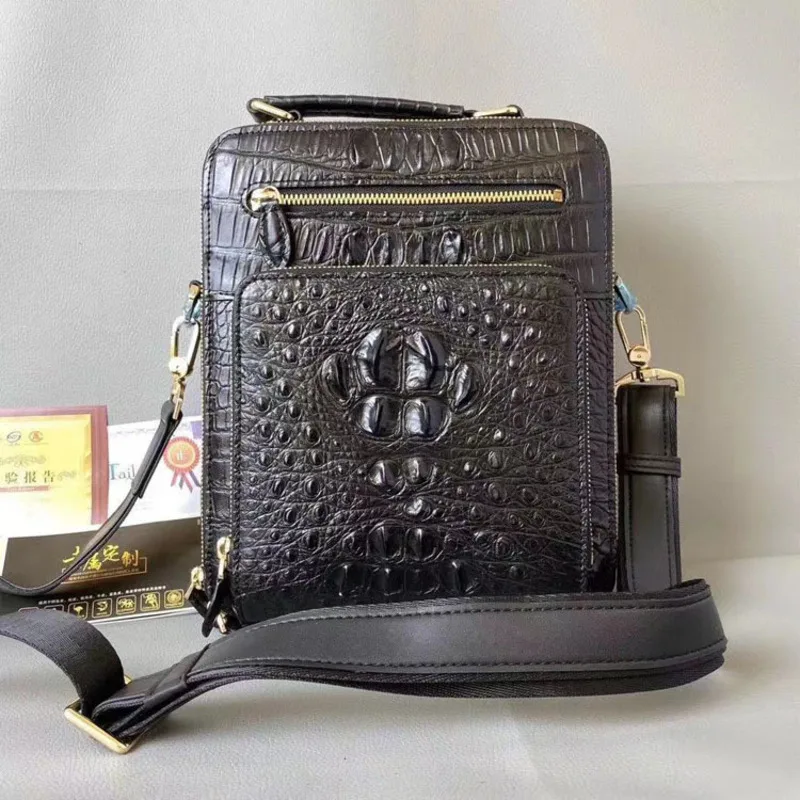 Crocodile Skull Men's Handbag Casual Business Bone Skin Shoulder Fashionable Trendy Crossbody Bag мужская сумка на плечо кожаная