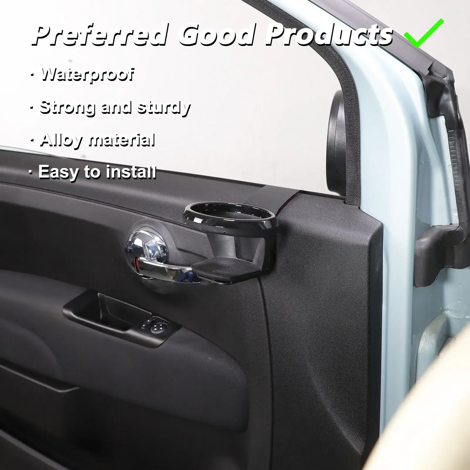2PCS Car Interior Door Beverage Bottle Holder For Fiat 500 2016-2024 Carbon Steel Drink Cup Bracket Mount