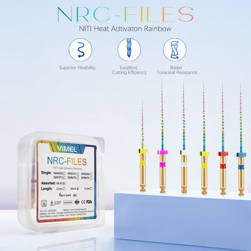 Dentistry Endodontic Rainbow Color NITI Endo Files SX-F3 NRC Super Rotary File for Engine Use Dental Heat Activated Endo File