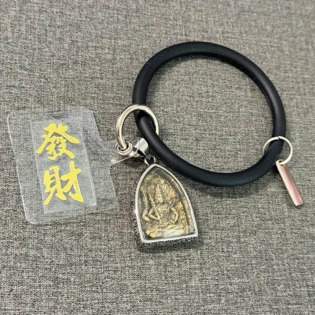 Metal Statue Rubber Bracelet Buddha Pattern Metal Phone Sticker Anti-lost Lucky