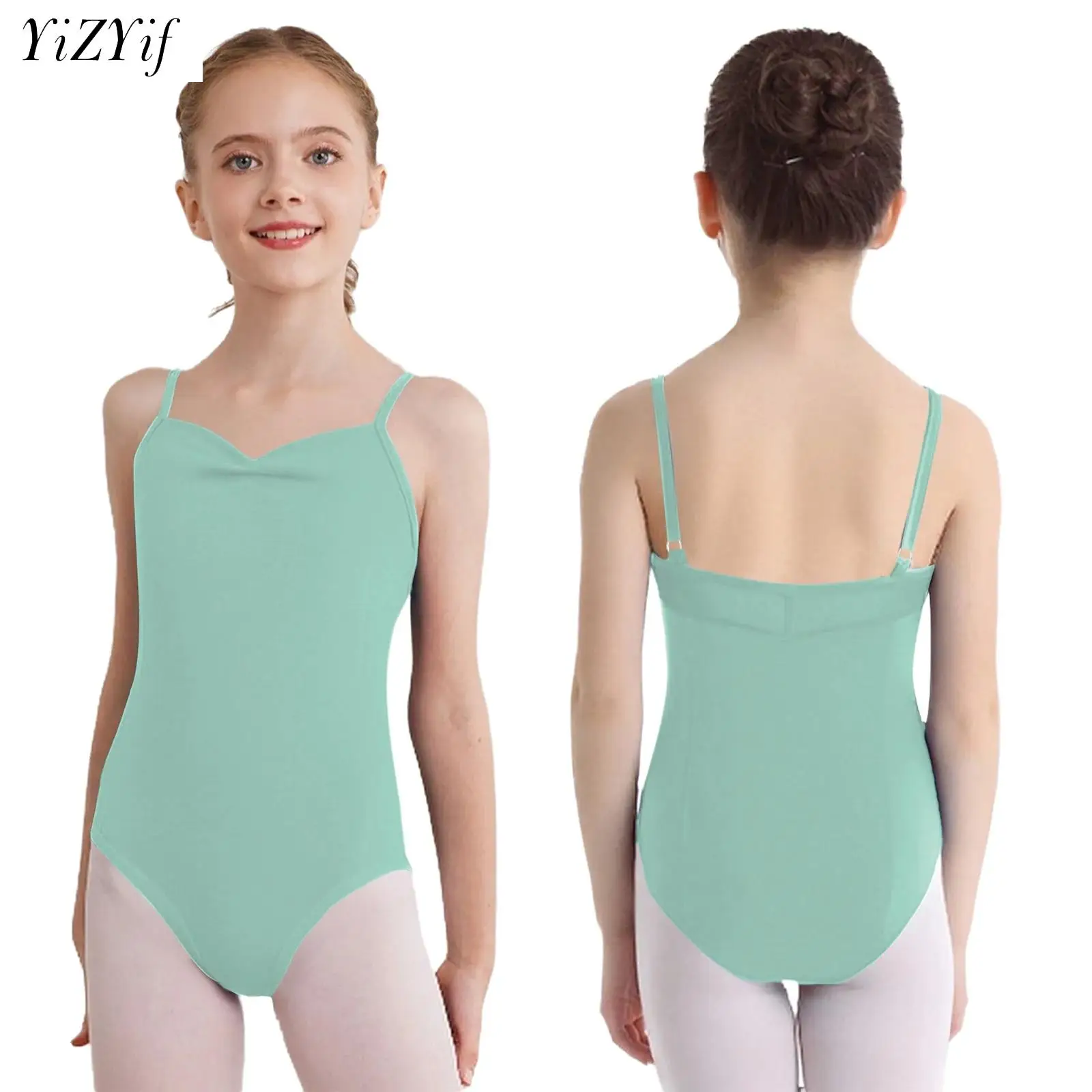 Leotardos de baile de Ballet para niñas, mono de gimnasia con tirantes finos ajustables y pantalones cortos, traje de práctica de entrenamiento de Yoga de bailarina