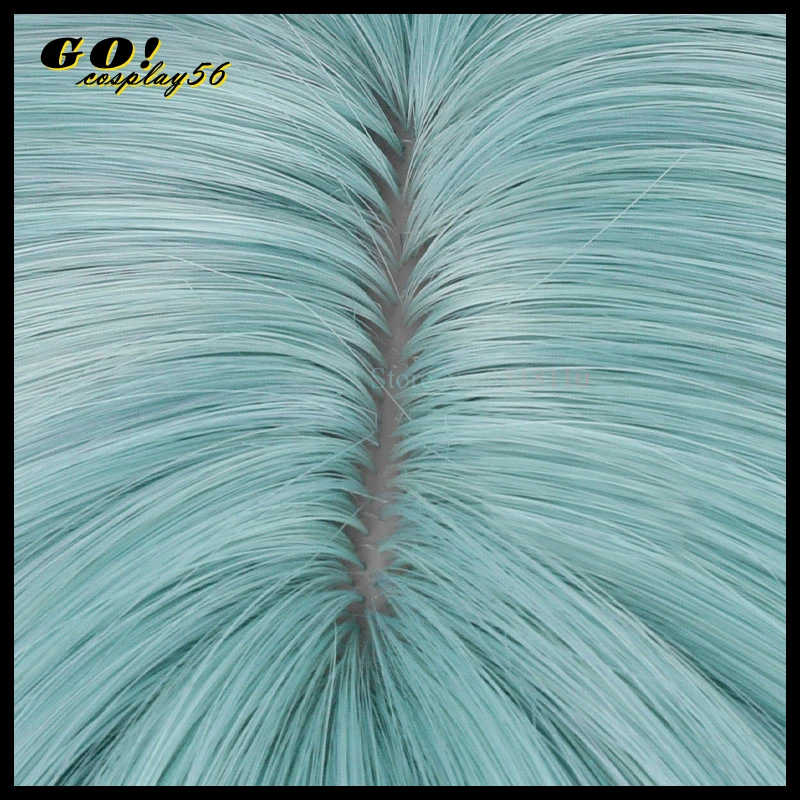 2023 Miku Flowers Cosplay Wig 95cm Long Braided Ponytails Mixed Green Hair Straight Pigtail Virtual Idol Vtuber Headwear