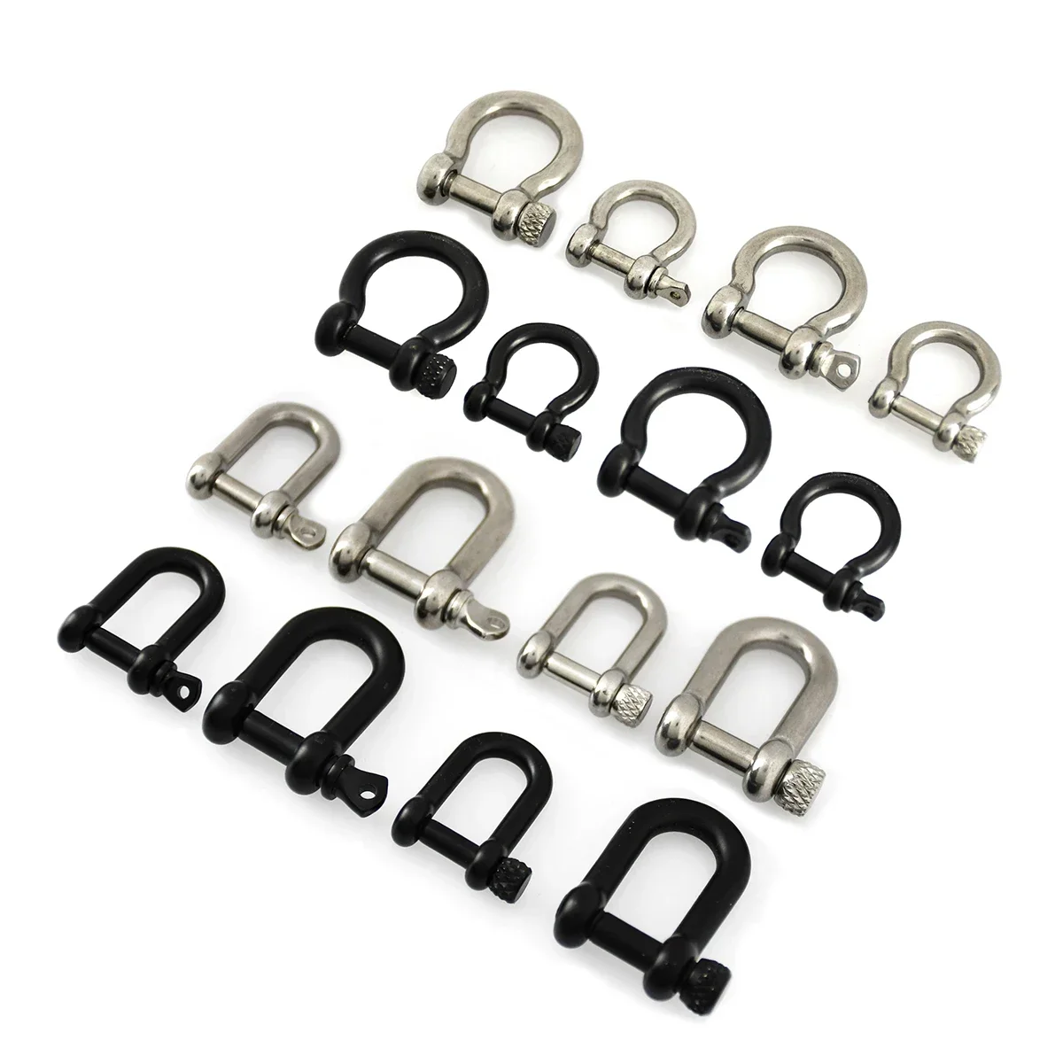 Stainless Steel Bow Shape Shackle Carabiner D Ring Fob Key Ring Keychain Hook for Camping Hiking Screw Joint Connector Buckle