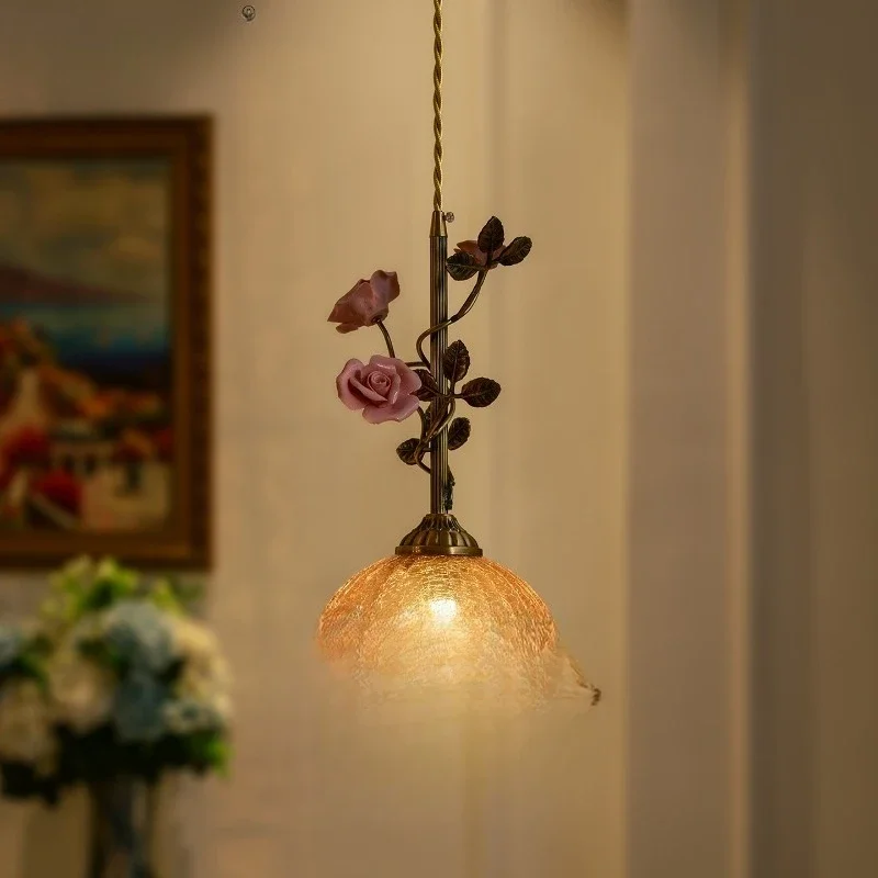 Atmosphere rose flower small chandelier creative, personalized retro art, modern restaurant lights
