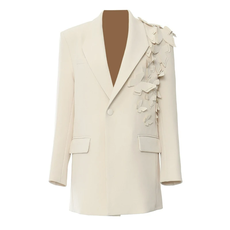 2026 Autumn New Fashionable Elegant Heavy Industry Butterfly Burned Flowers Scattered Loose Edition Suit Outerwear Top for Women