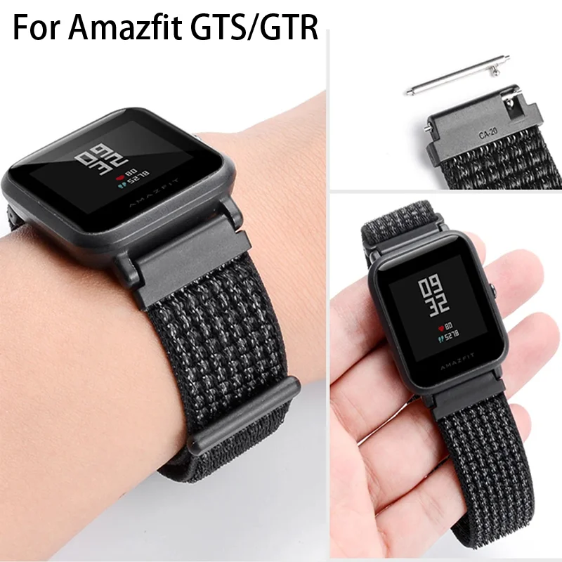 20mm/22mm Nylon Loop watch band For Amazfit GTS/4/2/2e/3/GTS2 4 Mini/GTR 4 3 pro/GTR2/2e/stratos 3 Bracelet Amazfit bip-u strap