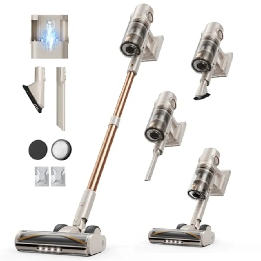 Cordless Stick Vacuum Cleaner 80Mins Runtime 50kpa Suction 600W for Home Carpet Hard Floor Pet Hair Lightweight Rechargeable wi