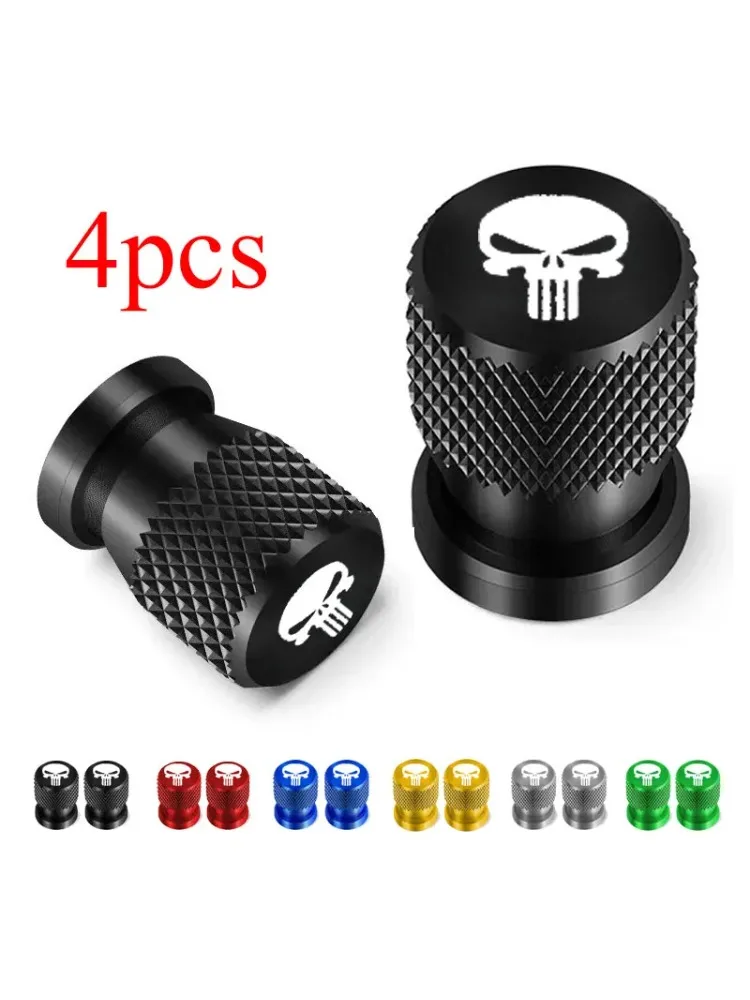Pour Automobiles camions motos décor universel 4 pièces métal crâne Logo emblème voiture roue pneu Valve d'air bouchons anti-poussière jante couvre