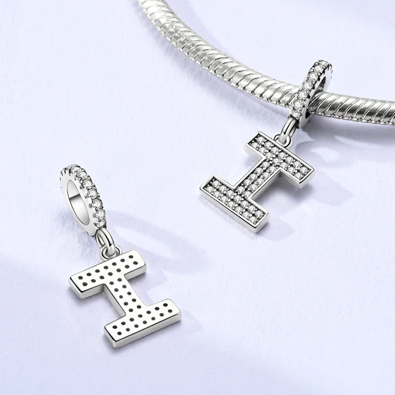 

Подвески из стерлингового серебра 925 пробы с буквами, бусина CZ, циркон I, висячие, подходят для оригинального браслета, женские ювелирные изделия, подарок