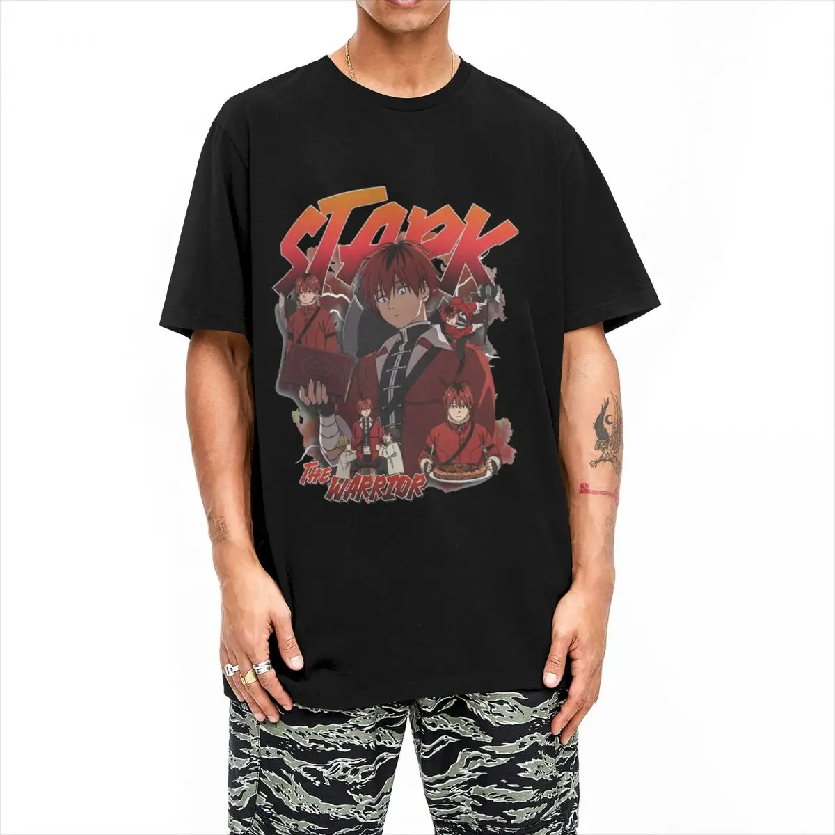 Graphic Printing Stark Frieren Anime Shirts Merch for Men Women 100% Cotton T Shirt Tee Clothing