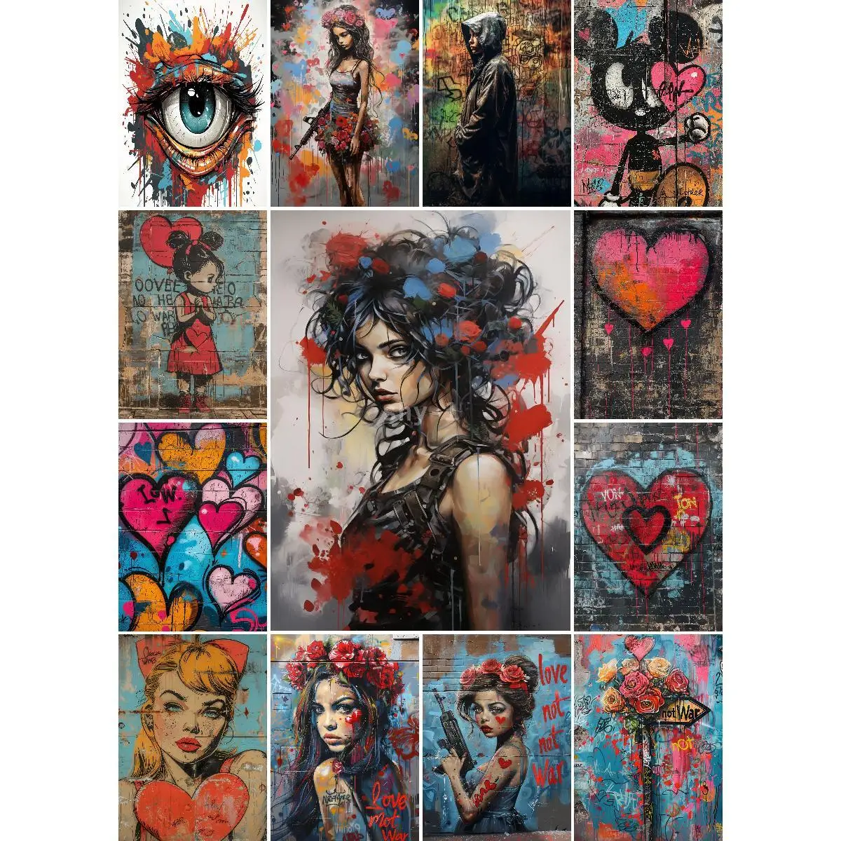 Abstract Graffiti Street Art Poster  Vibrant Urban Decor Prints for Modern Interior Design Collection