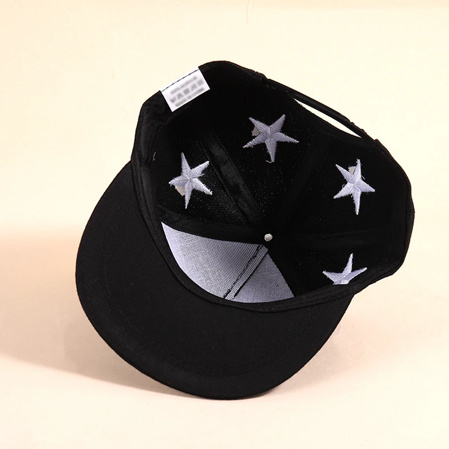 1pc children\'s five-pointed star embroidered baseball cap fashionable street hip-hop hat flat brim hat casual sun visor cap