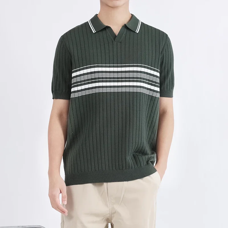 

TFETTERS Brand Young Fashion Summer Polo T Shirts Men Short Lapel Knit Graphic T Shirts Polo Streetwear Vintage Clothing