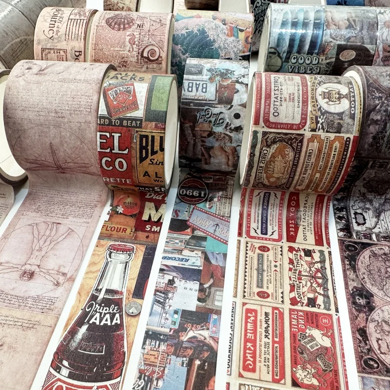 

4 Roll Vintage Washi Tape Set Retro Style Journal Tape DIY Scrapbook Decorative Stickers Craft Supplies