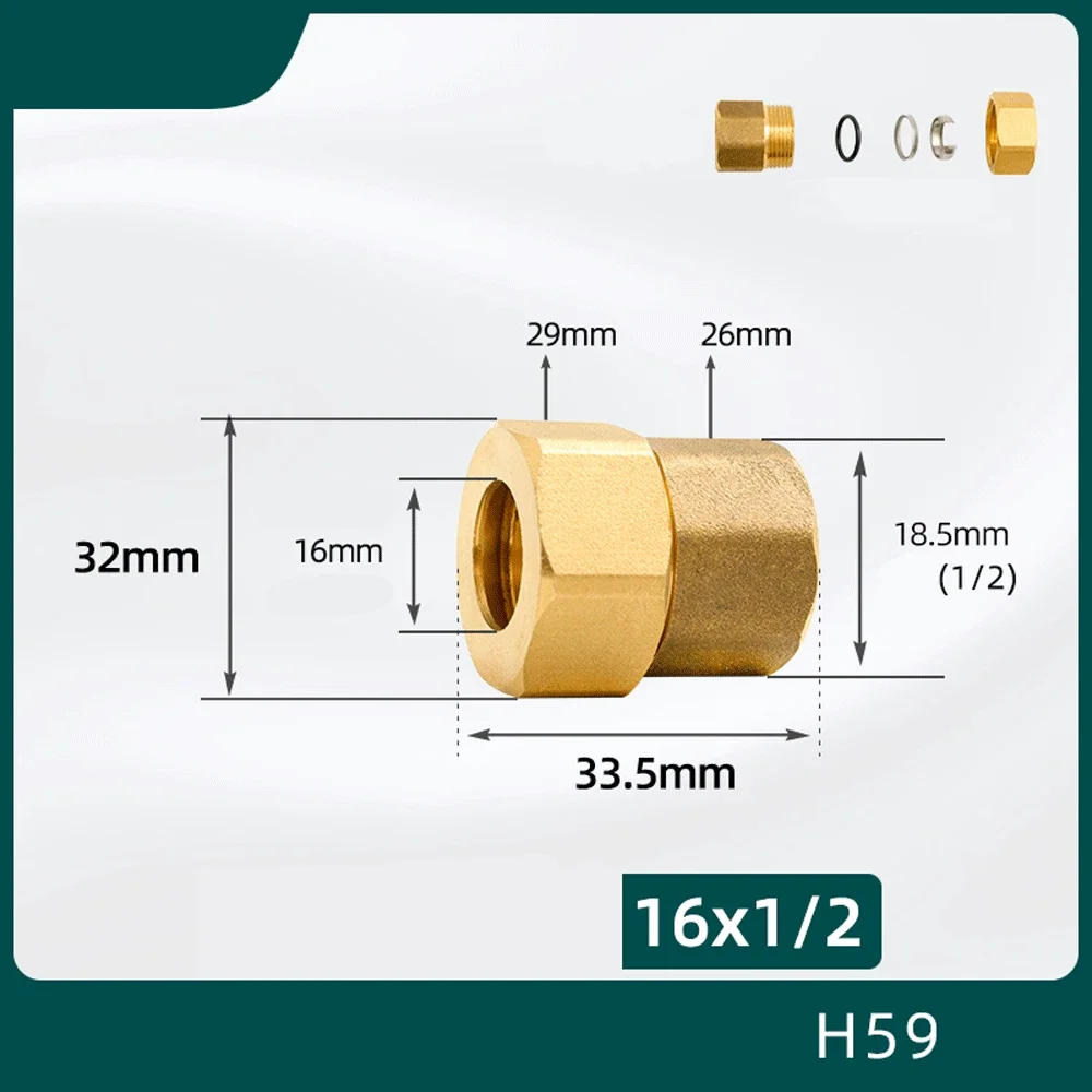 Compressiefitting Voor 12-32Mm Buis Messing Ferrule Union Rechte Elleboog Tee Ferrule-Type Compressieverbinding Water Gas Brandstof