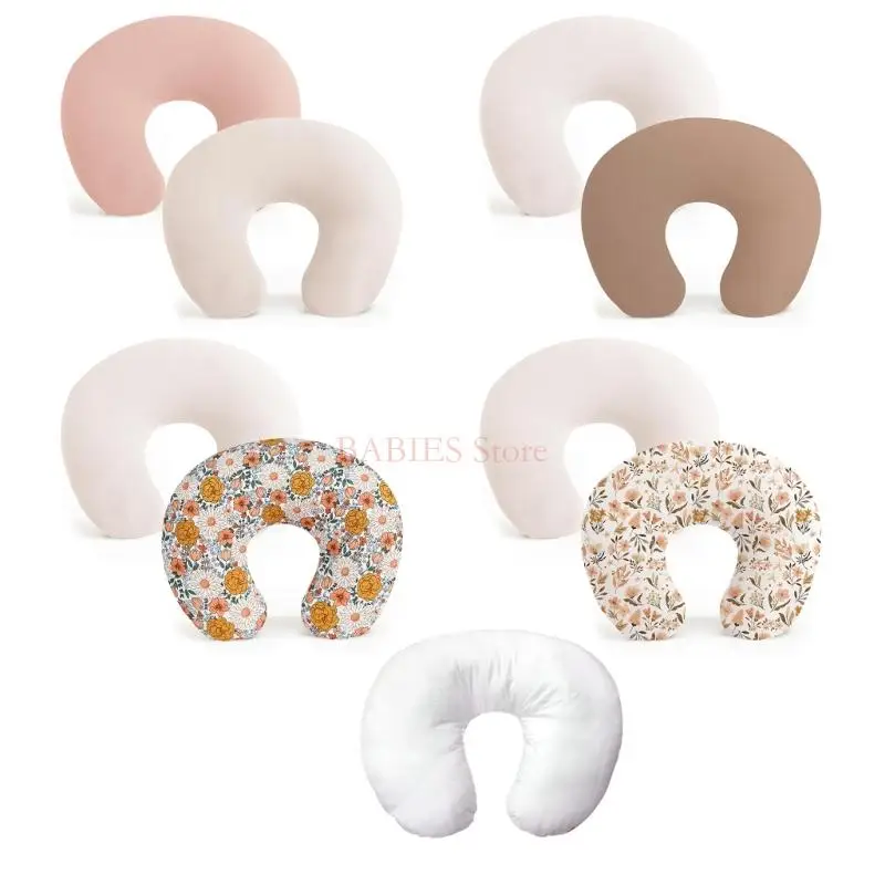 Set of 2pcs Removable Baby Feeding Pillow Case Newborns Breastfeeding Cushion Cover Detachable for Boys and Girls