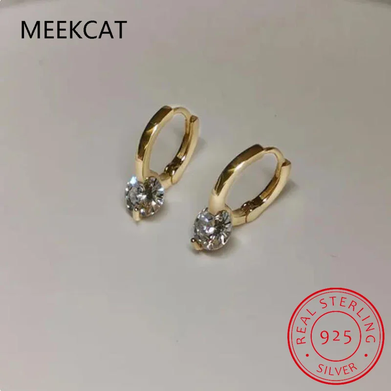 Solitaire 1ct D Moissanite Kolczyki dla kobiet 2023 Diamentowe srebrne kolczyki kółka 925 Kolczyki wiszące Dziewczyny 14k pozłacane