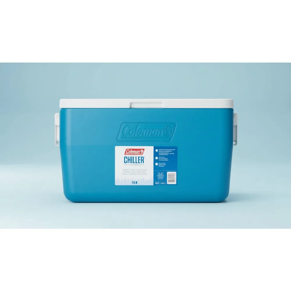 مبرد محمول معزول بقدرة 48 لترًا مع الاحتفاظ بالثلج، ومقابض شديدة التحمل للتخييم والخلف والحفلات والمناسبات الخارجية