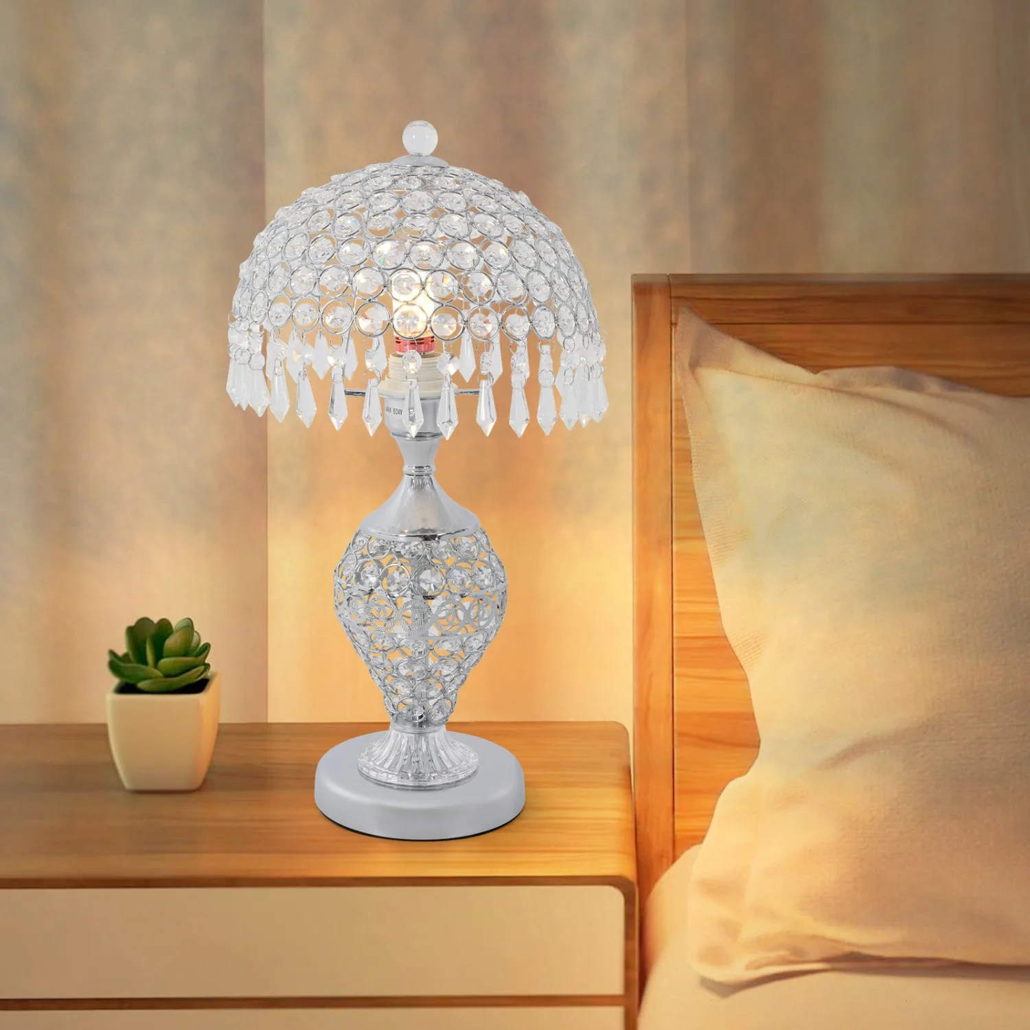 Luxury Crystal Table Lamp,electroplating Process Mermaid Table Lamp for Girl Bedroom,Living Room, Lighting Area15-20m²