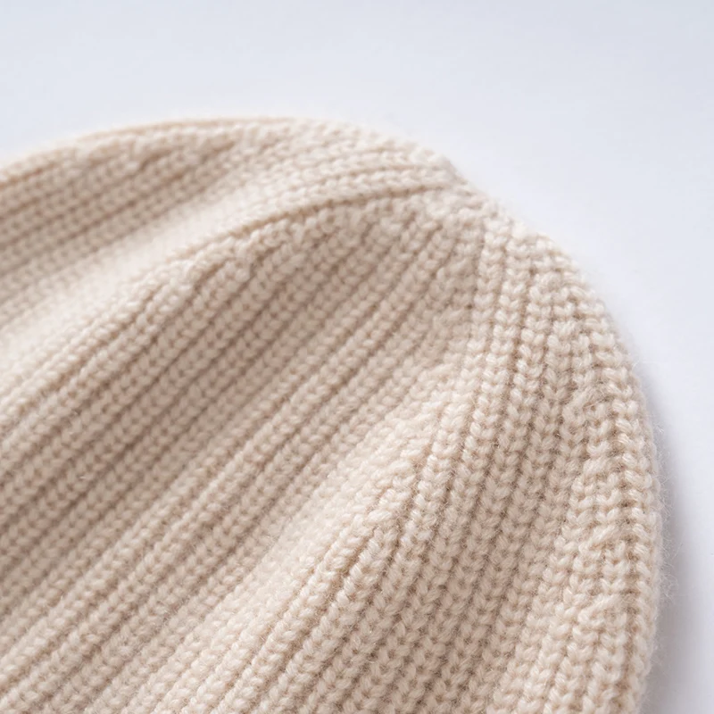 New Autumn Winter 100% Pure Cashmere Turtleneck Hat Diamond Needle Knitted Warm Cap for Men Women
