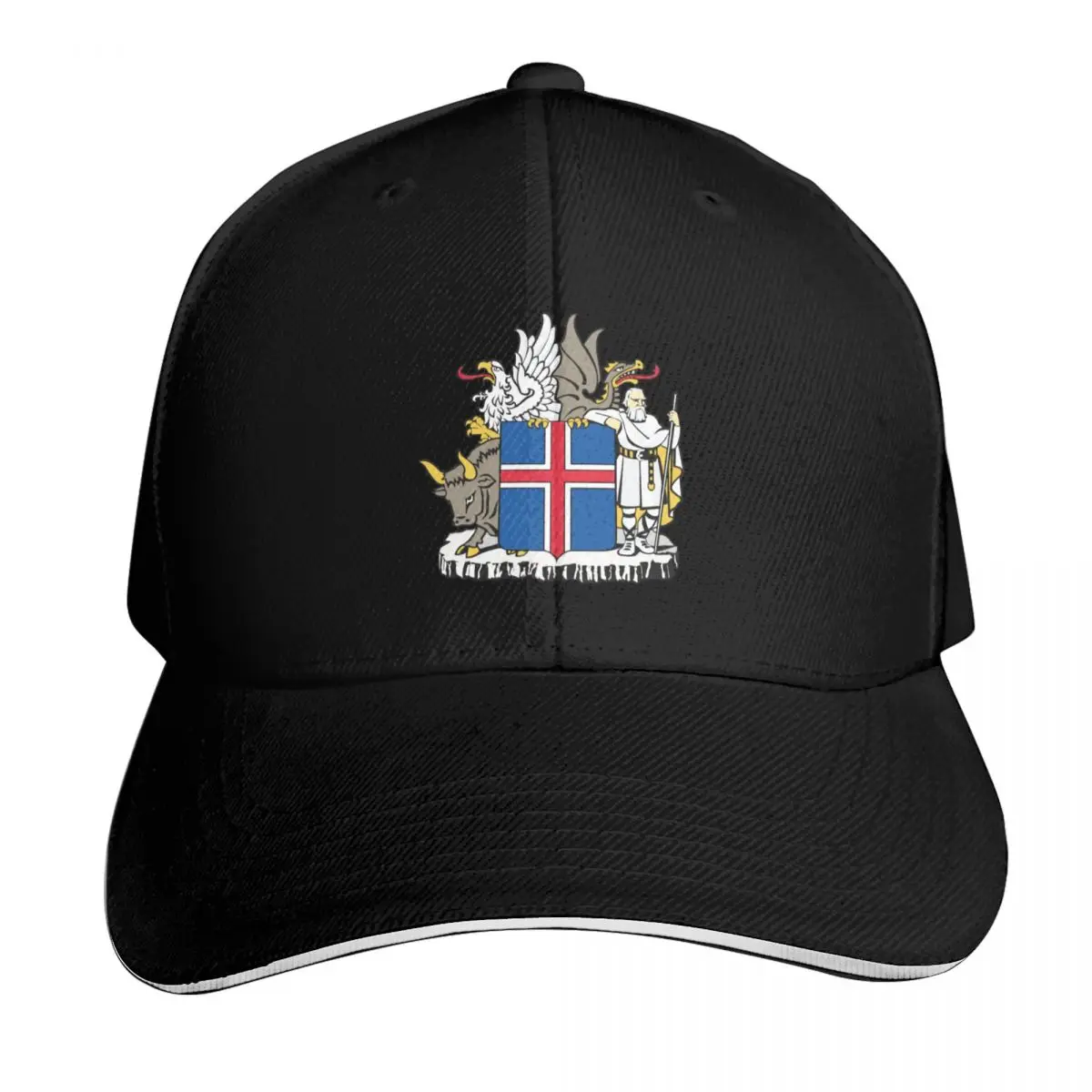 Coat of arms of Iceland Baseball Cap Snapback Flat Bill Strapback Dad Hat Six Panel Structured Crown