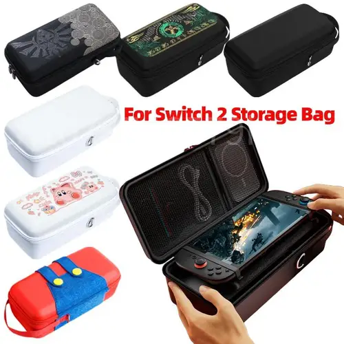 Bolsas de almacenamiento de estuche rígido de PU + EVA, bolsa de viaje portátil para Switch 2, funda protectora para consola de juegos, bolsas de almacenamiento antiarañazos y a prueba de golpes