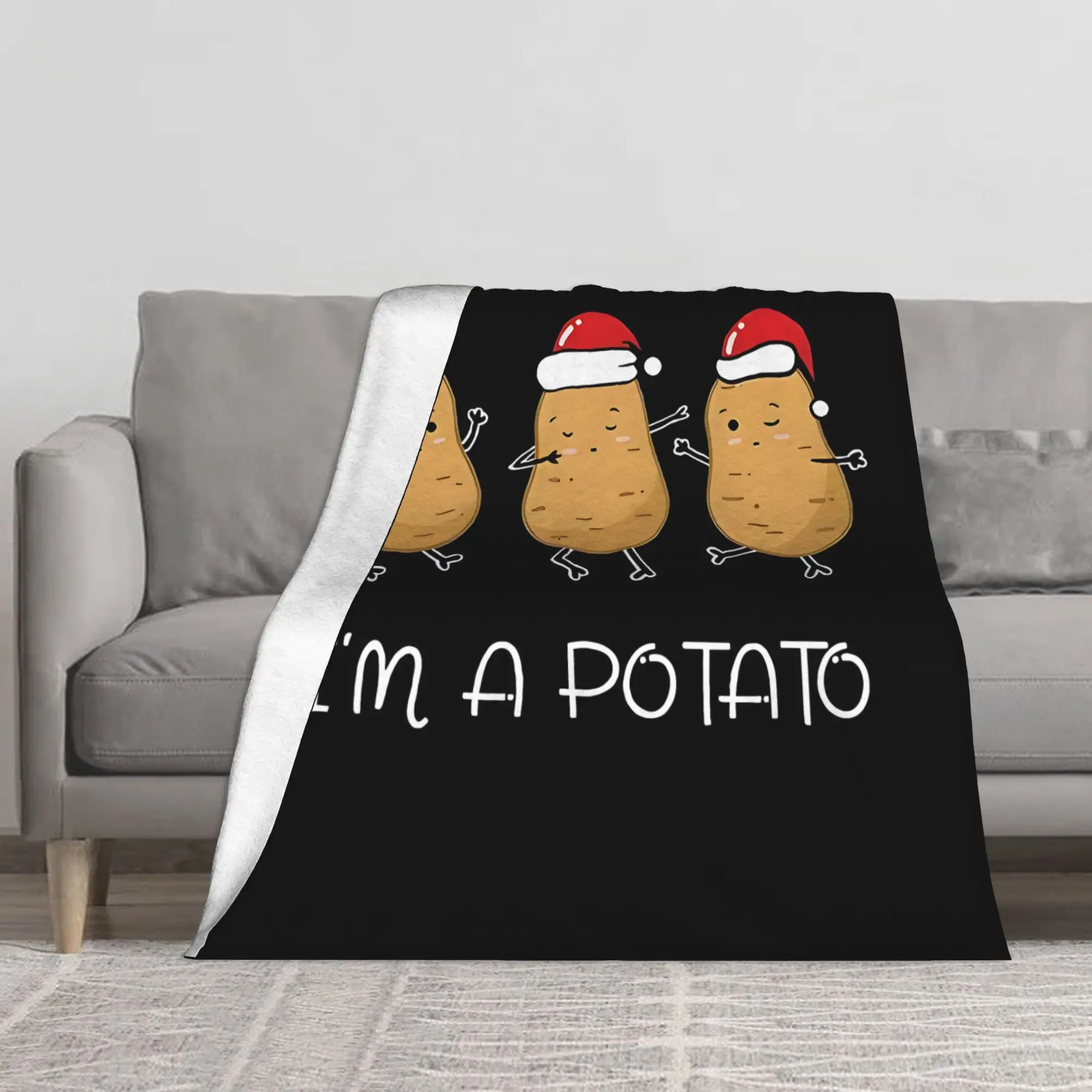 1PC I'm A Potato Santa Potato Cute  Christmas Blanket Throw Blanket Novelty Warm Blanket All Season Gift