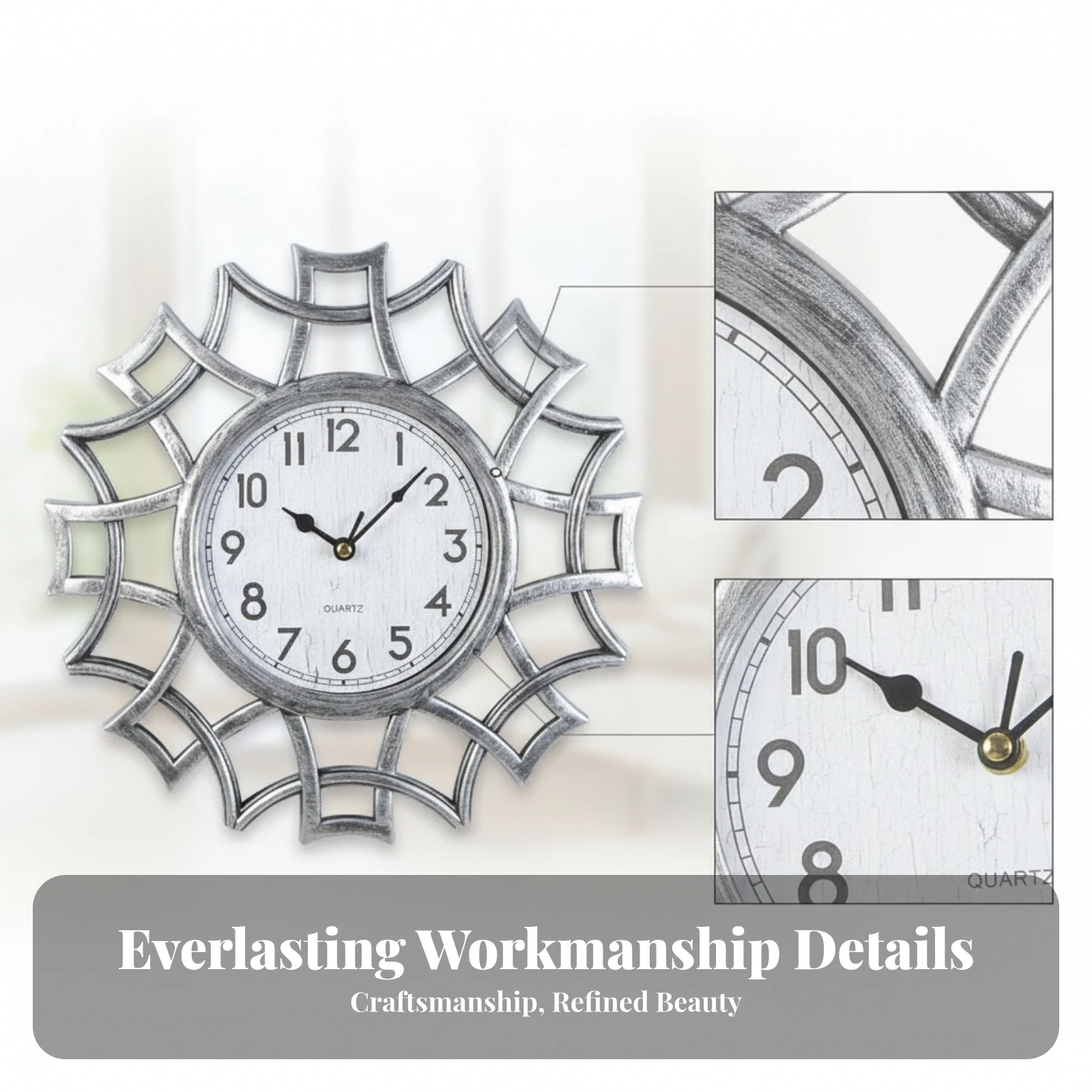 Radial Wall Clock Openwork Round Wall Clock House Decoration Textured