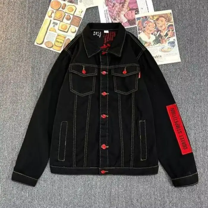 

Ретро джинсовая куртка свободного кроя в стиле стритвир для молодежи, весенне-осенне-зимняя верхняя одежда для пар