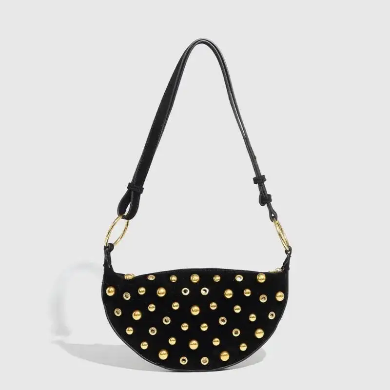

Bloom Vintage Brown Shoulder Bags Purse Women 2025 Retro Beading Chic Casual Handbag Ladies Haruku Hobos Underarm Bag Y2k