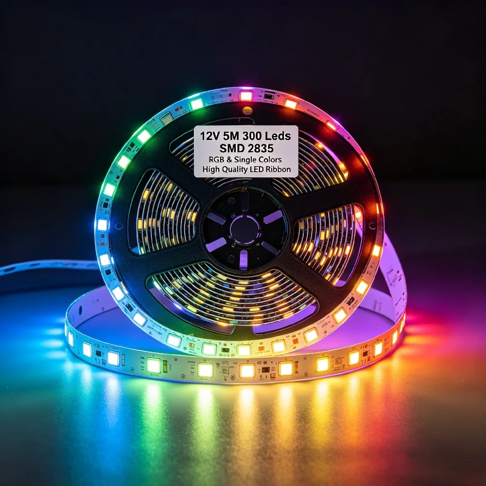 12V 5M 300 Leds SMD 2835 LED Strip Light  Diode Tape RGB & Single Colors High Quality LED Ribbon Flexible Home Decoration Lights
