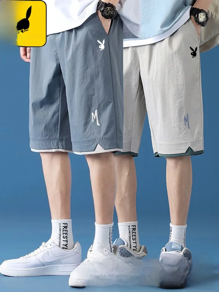 

Summer 2025 Ice Silk Men's orts Thin Casual Loose Spor Youthful Polyester Fiber Straight Leg Length Five orts