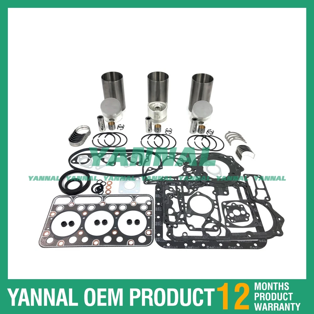 Cylinder Liner Kit With Gasket Set Bearing For Kubota D1301 Excavator Engine Parts