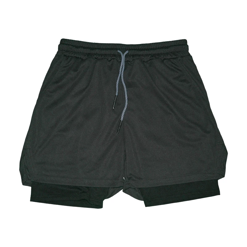 Pantalones cortos de compresión 2 en 1 para hombre, Shorts de secado rápido para entrenamiento de gimnasio, trotar, doble cubierta, Verano