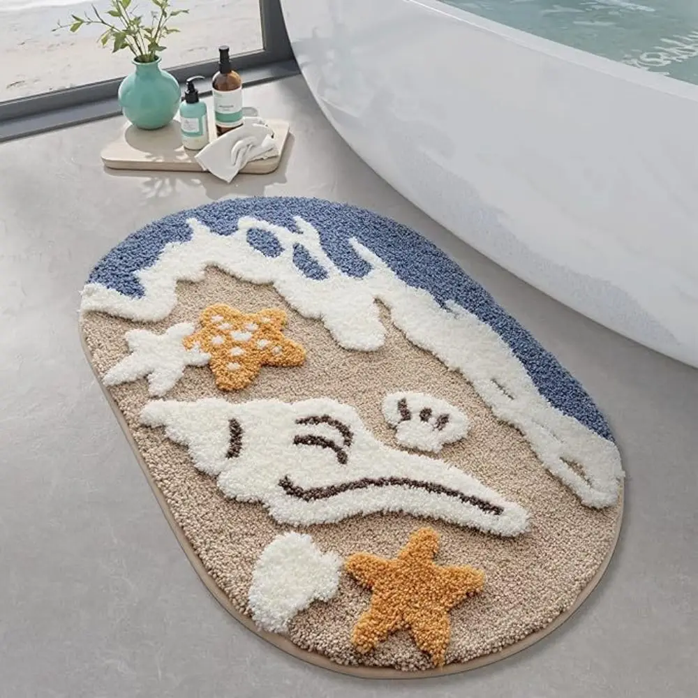 New Polyester Fiber Cartoon Animal Doormat Insulating Warm Entrance Hallway Doormat Non-Slip Bathroom Rug Home Decor