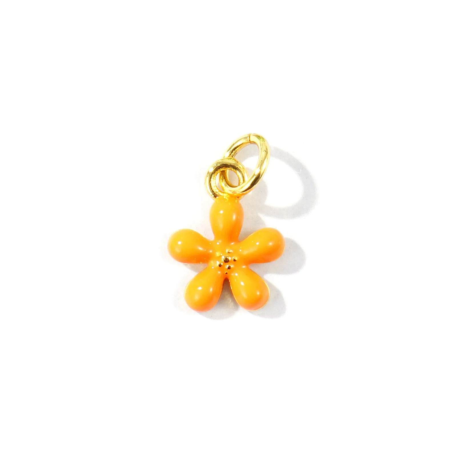 2 Stück Messinganhänger, 18 Karat vergoldet, Mini-Blume, mehrfarbige Emaille-Anhänger, DIY-Halskette, Ohrringe, Schmuck für Frauen, 14 x 9 mm – Detail 3