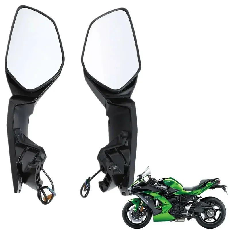 For Kawasaki Ninja H2 2015-2022 ZX1000 2015-2018 Carbon ZX1002 Motorbike Acsessories Rear View Mirrors LED Turn Signals