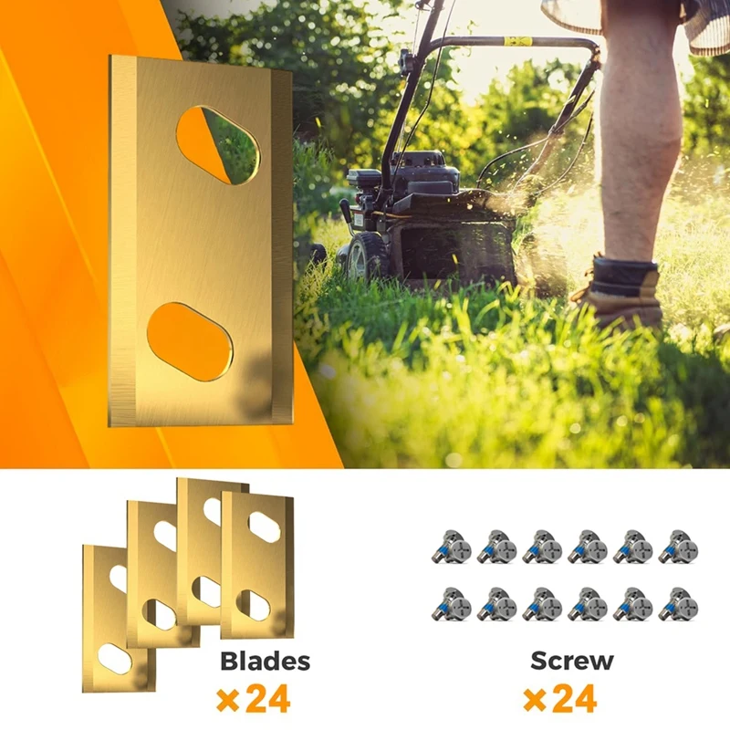 

75STO-For Robomow RK Smart Lawn Mower Replacement Blades 24Pcs With Screws For Robotic Lawnmower Units