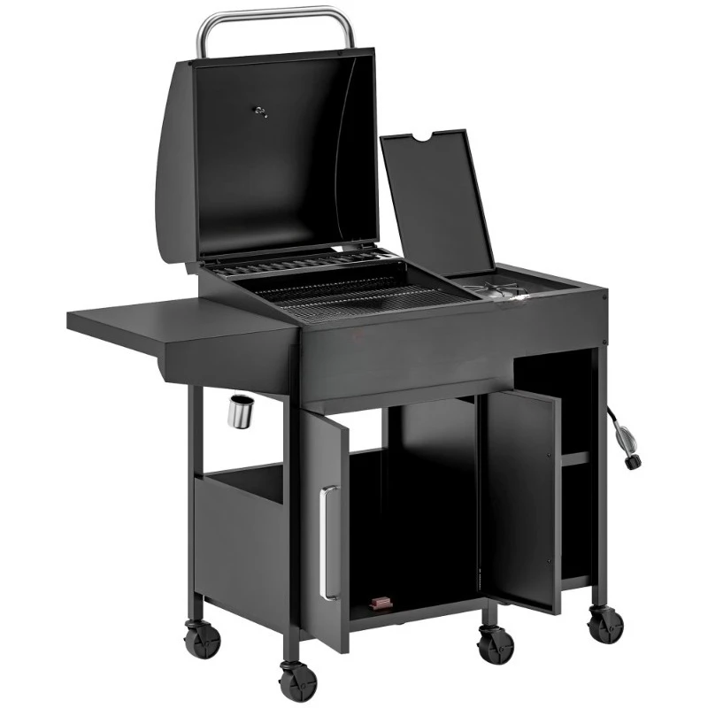 Grill 310 square inches cooking area, outdoor grill with shelves and wheels
