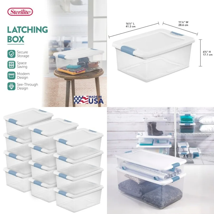 

Latching Box, Under Bed Storage Bins with Lids, Clear Plastic, - Heavy-Duty Organizing Containers for Closet, Bathroom, and Off