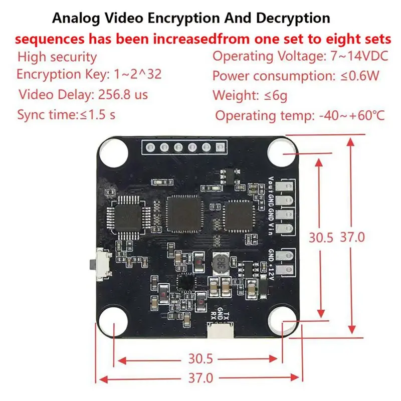 AS95 2X FPV Video Scrambler TX Scrambling Encryption Board RX Decryption Board 8 Encryption Sequences