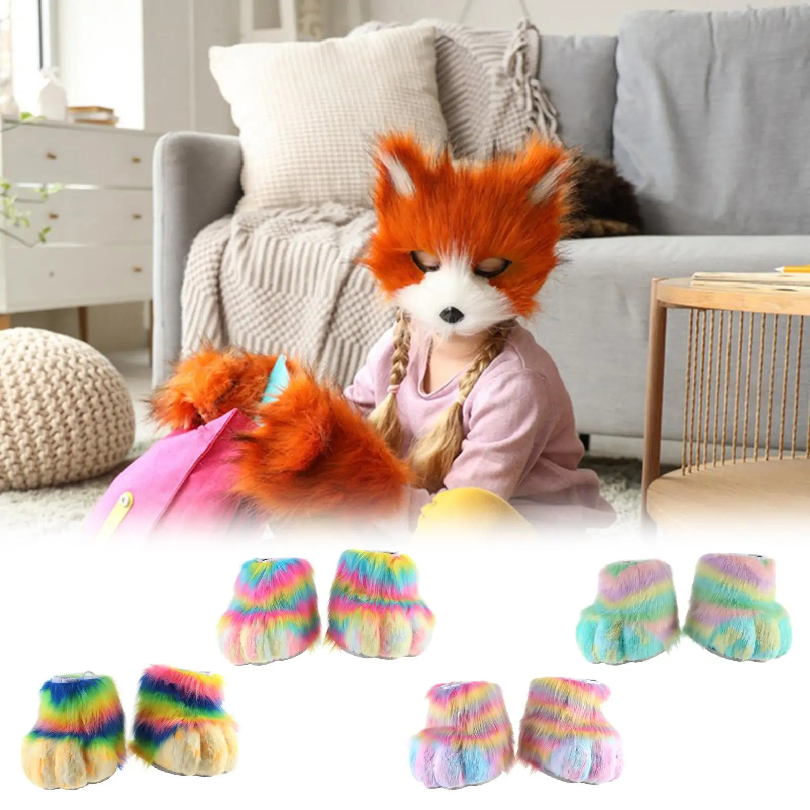 

Ноги мехового костюма с животными для косплея, обувь с кошачьими медвежьими когтями для маскарада