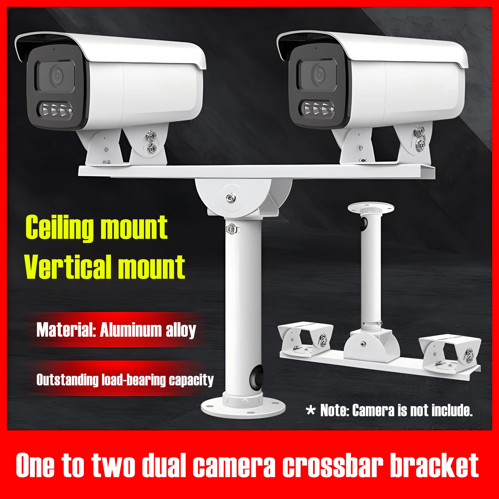 Dual Camera Mounting Bracket Universal Adjustable Duckbill Twin Cameras Support Wall Ceiling Mount for Double Security Camera