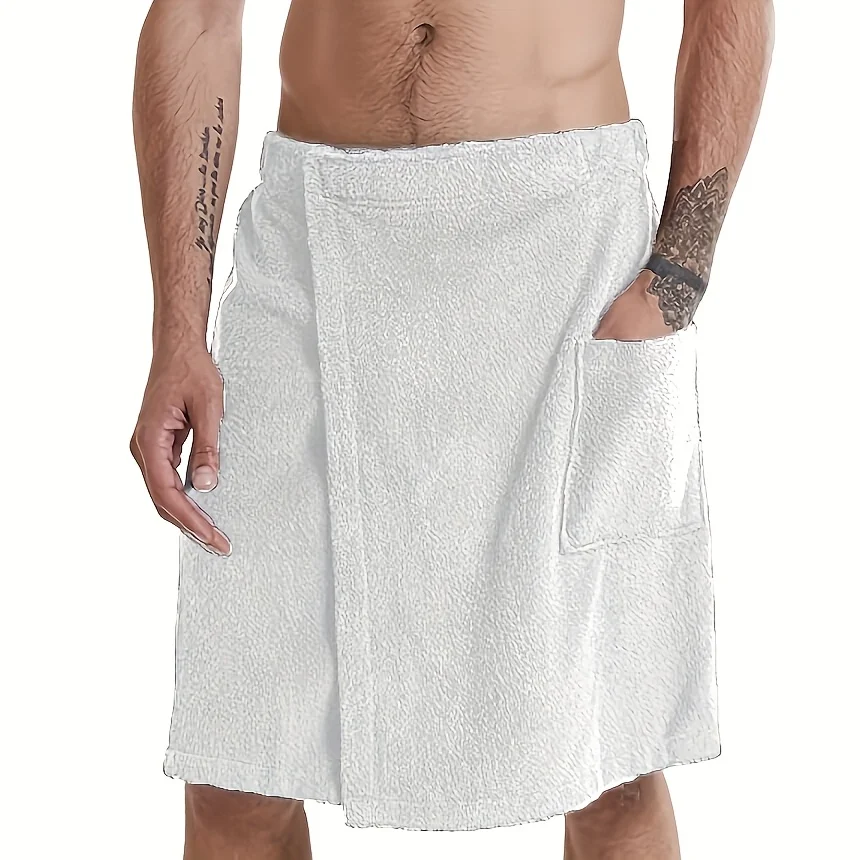 Bolsos de saia de banho masculinos, pijamas confortáveis e absorventes ajustáveis para calças de banho